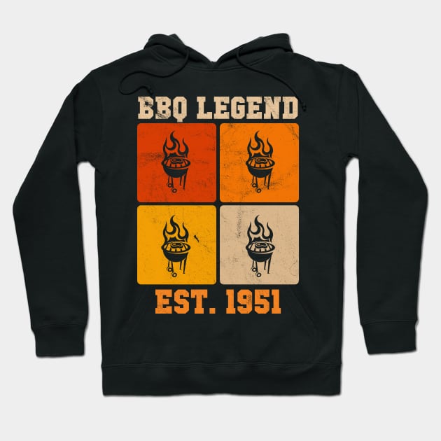 71 Years Old GRILL & BBQ Legend Est. 1951 71st Birthday BBQ Hoodie by LittleBoxOfLyrics